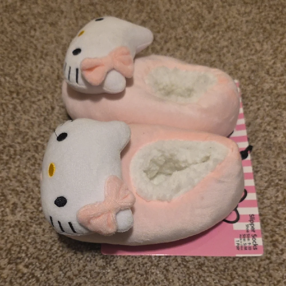 Hello Kitty Pink and Black Plush Slippers